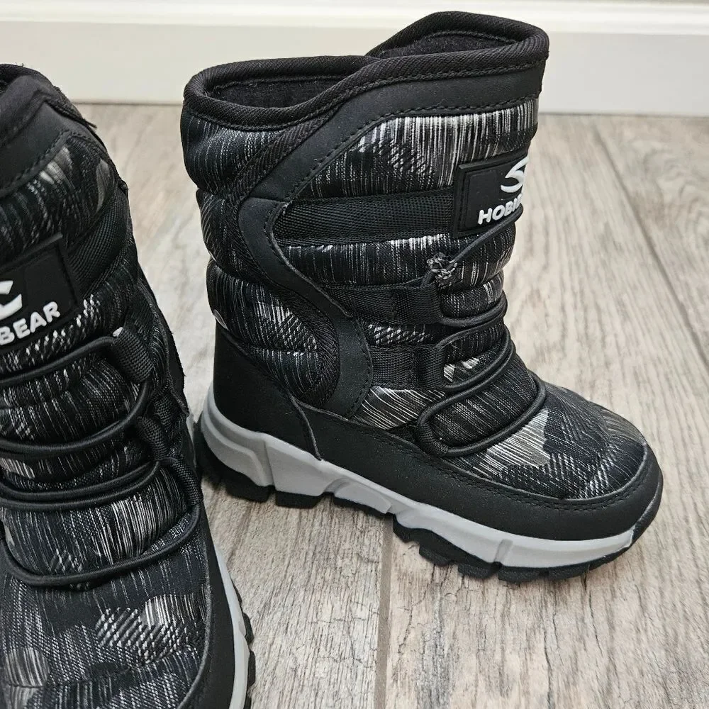 Hobibear Black and Gray Faux Fur Lined Snow Boots Size 8.5 Toddler